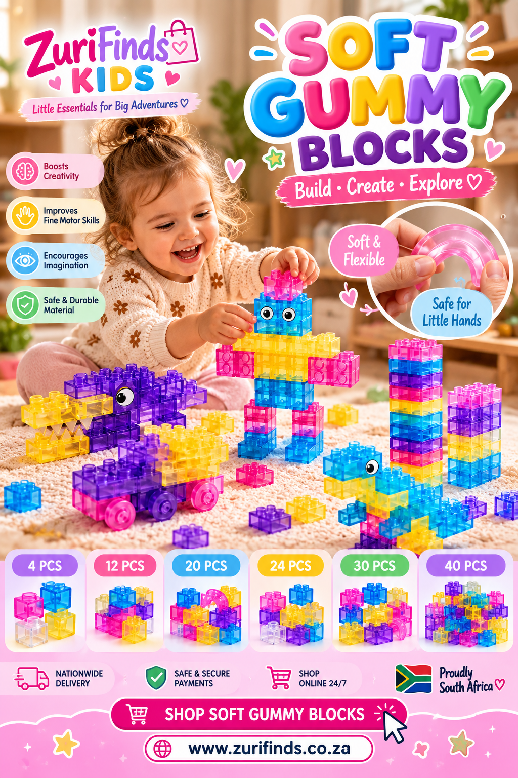 Soft Gummy Building Blocks – Sensory Play Set