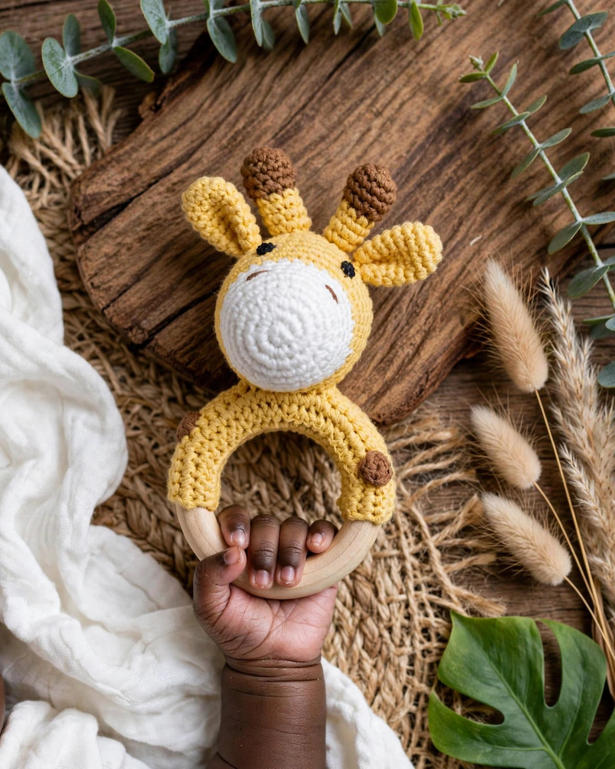 Crochet Cartoon Animal Rattle Soother – Soft 3D Baby Teething Toy