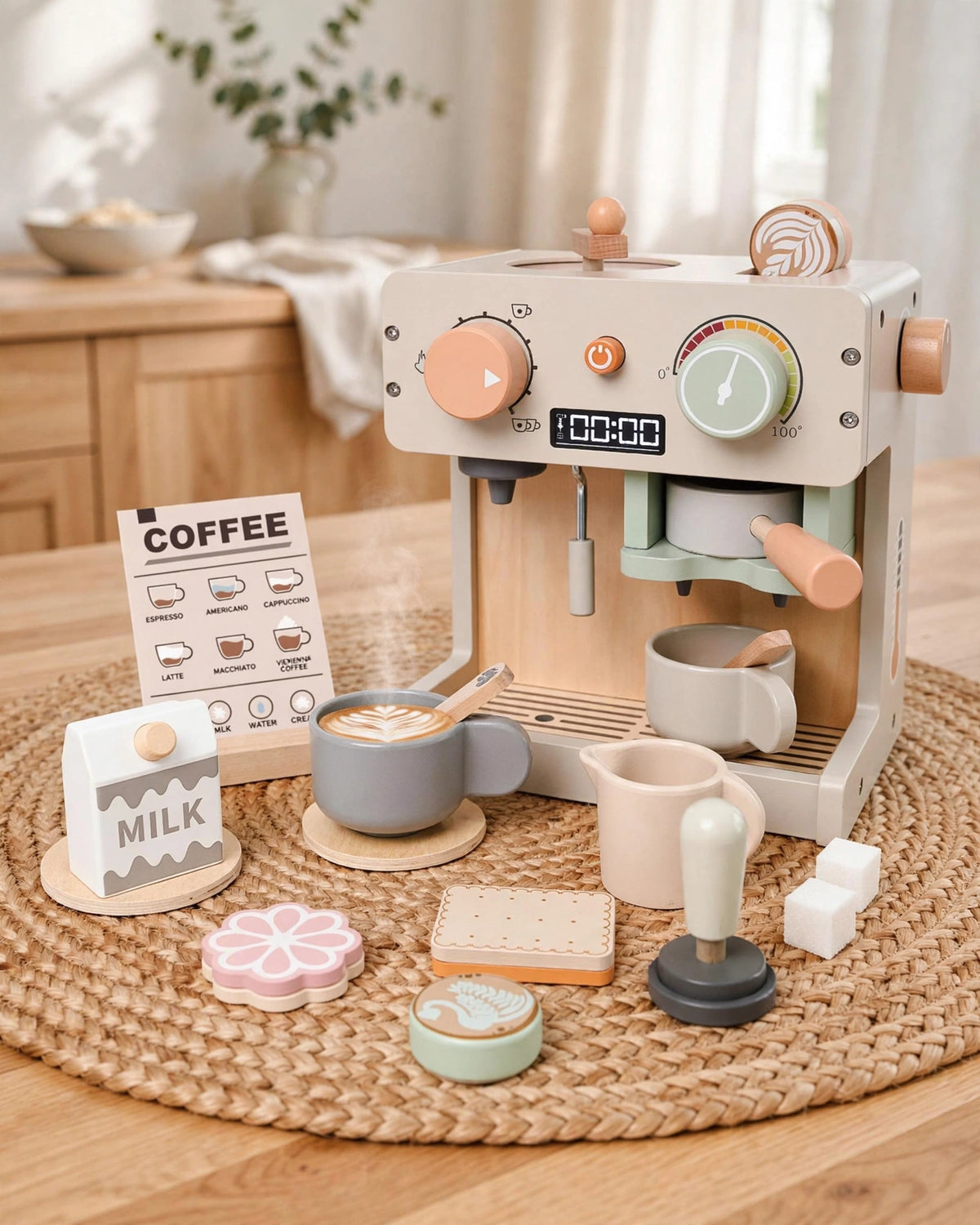 Wooden Coffee Maker Kitchen Toy Set | Kids' Role Play & Dress Up Game