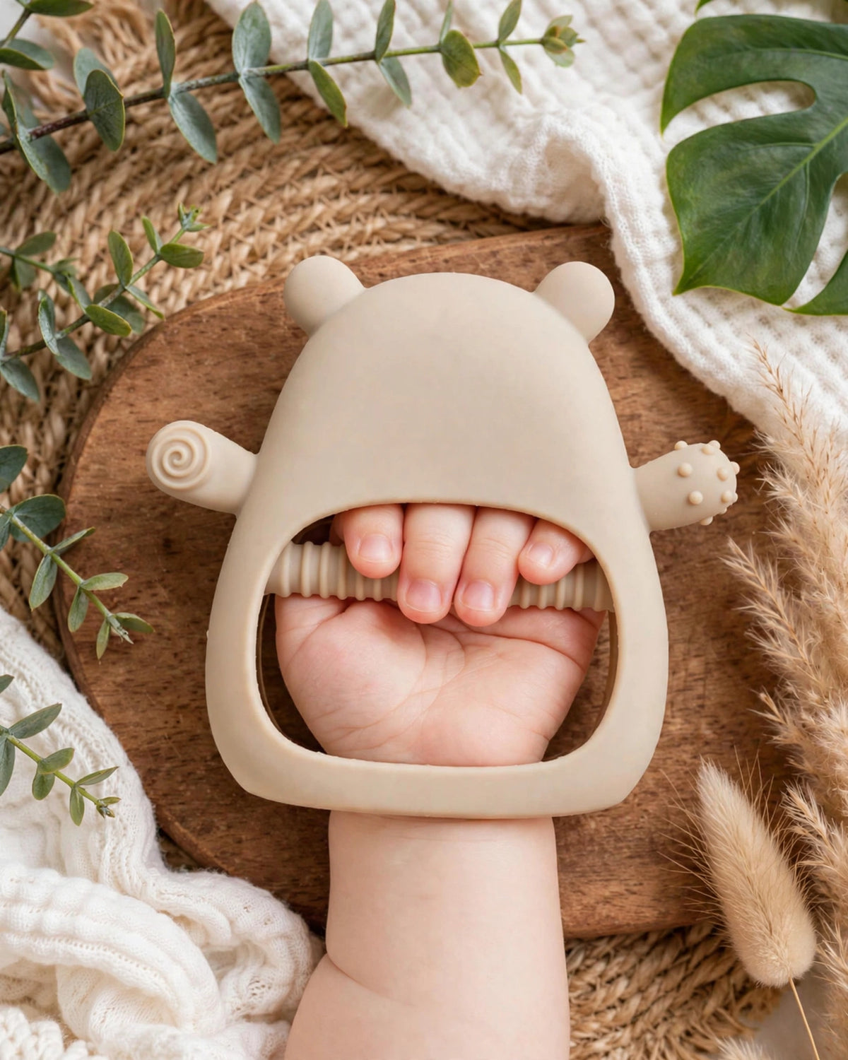 Bear Silicone Teether Glove & Wrist Teether for Babies