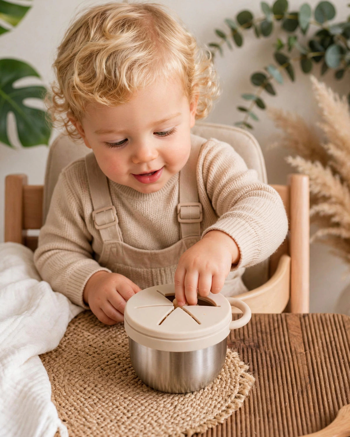 Spill-Proof Baby Snack Cup with Silicone Lid & Easy-Grip Handles