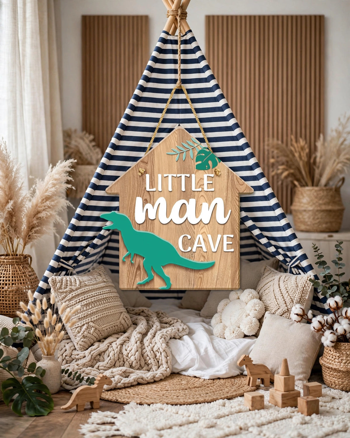Dinosaur Hanging Sign – Boys Room Decorative Plaque & Nursery Decor