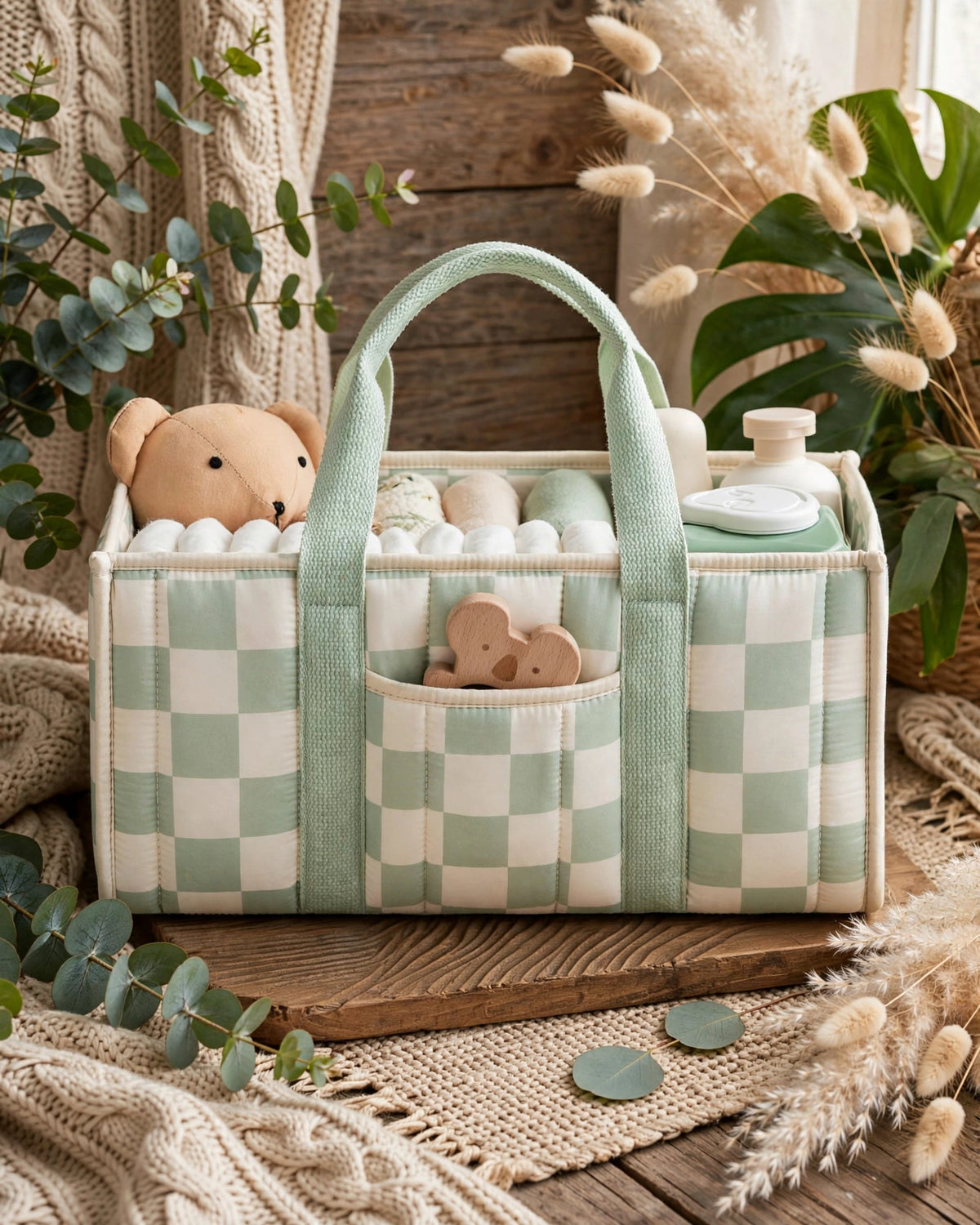 Floral Diaper Caddy Organizer – Stylish Nursery Storage Basket