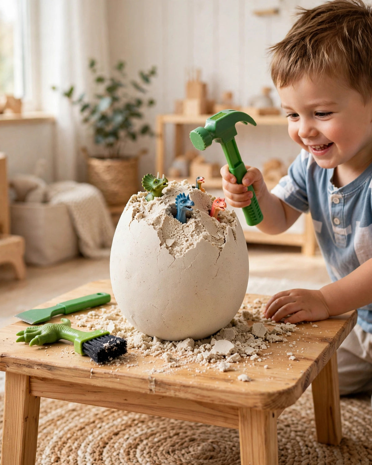 Dinosaur Fossil Dig Kit | Egg Excavation & Soft Rubber Dino Model | Kids' Toy