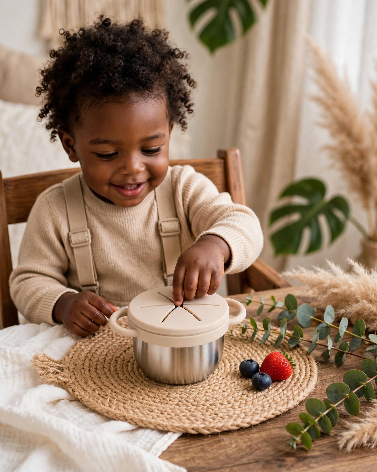 Spill-Proof Baby Snack Cup with Silicone Lid & Easy-Grip Handles