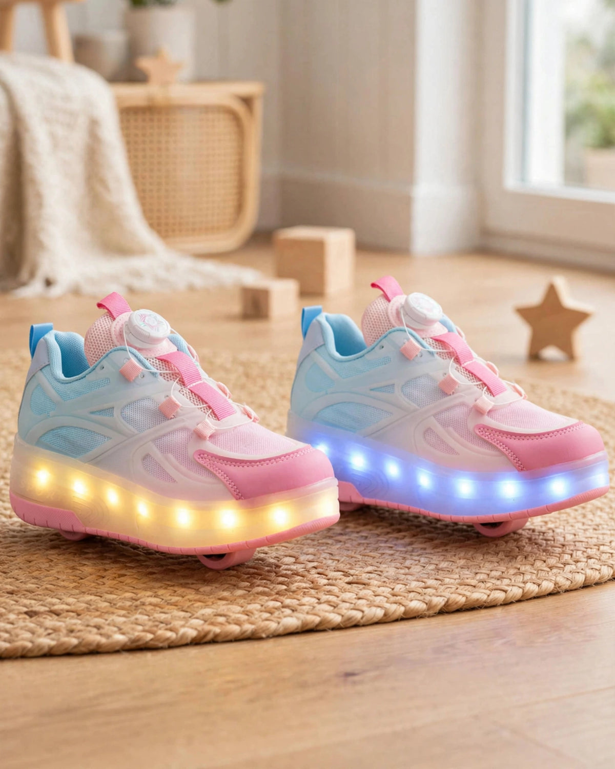 LED 7-Color Light-Up Mesh Sneakers for Kids