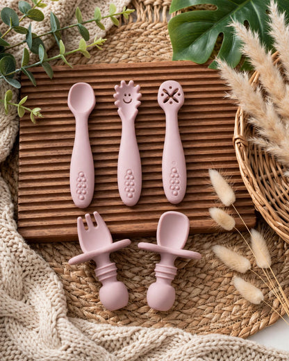 Baby Silicone Cutlery Set – 5-Piece Spoon & Fork Set