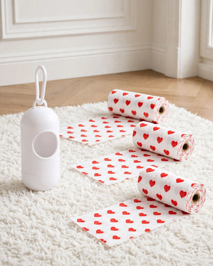 Baby Diaper Waste Bags with Storage Box – Heart Pattern (45pcs/3 Rolls)
