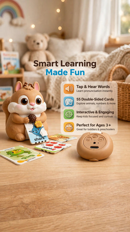 Squirrel Talking Flash Card Learning Kit – 55 Cards
