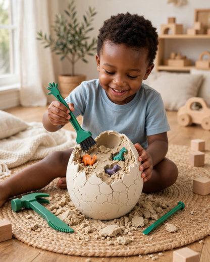 Dinosaur Fossil Dig Kit | Egg Excavation & Soft Rubber Dino Model | Kids' Toy