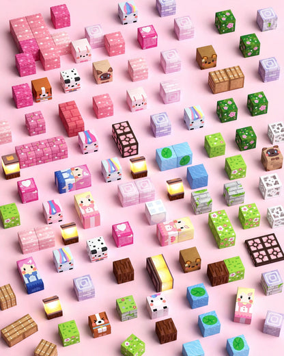 Magnetic Building Blocks – Pink Heart Flower Series (48/100/200/300pcs)