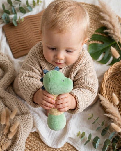 Plush Unicorn & Dinosaur Baby Rattle with Jingle Bell