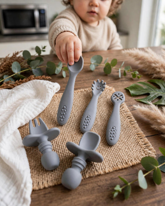 Baby Silicone Cutlery Set – 5-Piece Spoon & Fork Set