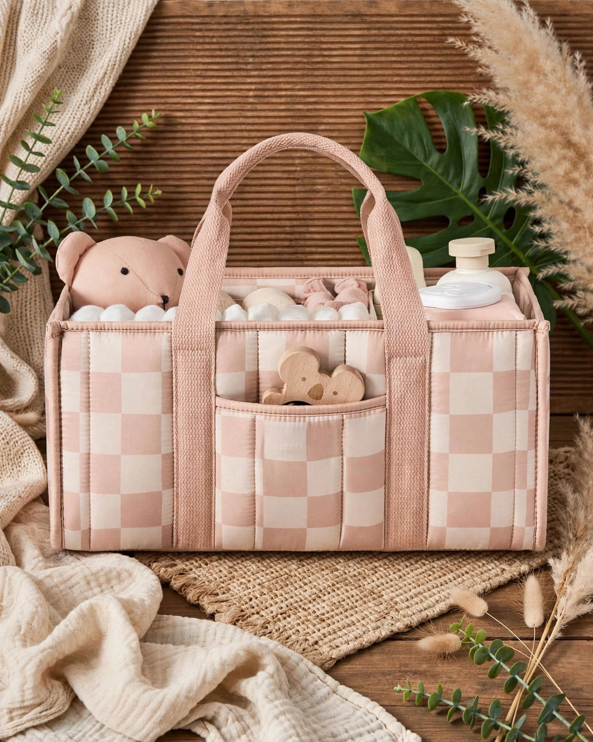 Floral Diaper Caddy Organizer – Stylish Nursery Storage Basket