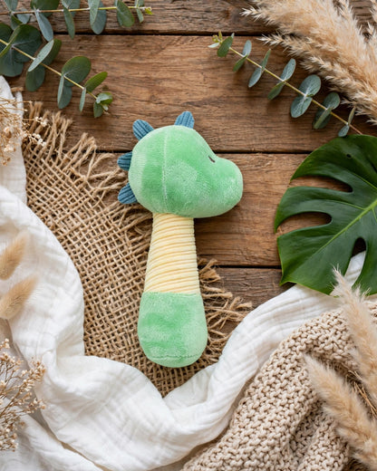 Plush Unicorn & Dinosaur Baby Rattle with Jingle Bell