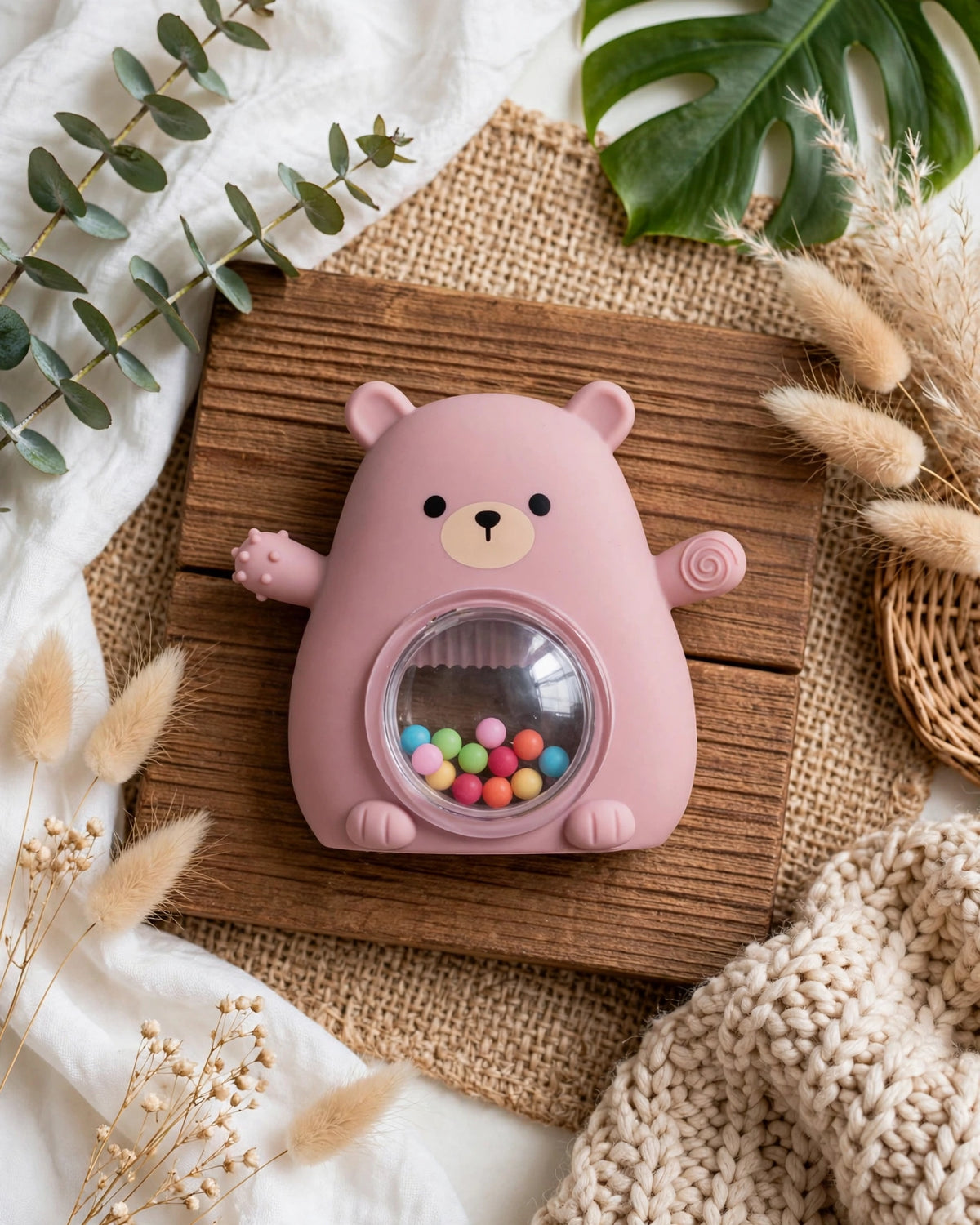 Bear Silicone Teether Glove & Wrist Teether for Babies