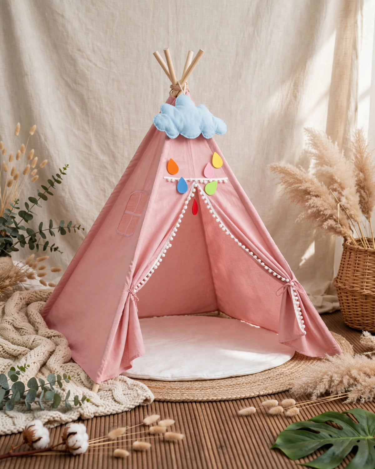 White Portable Teepee Tent – Indoor & Outdoor Camping 180CM