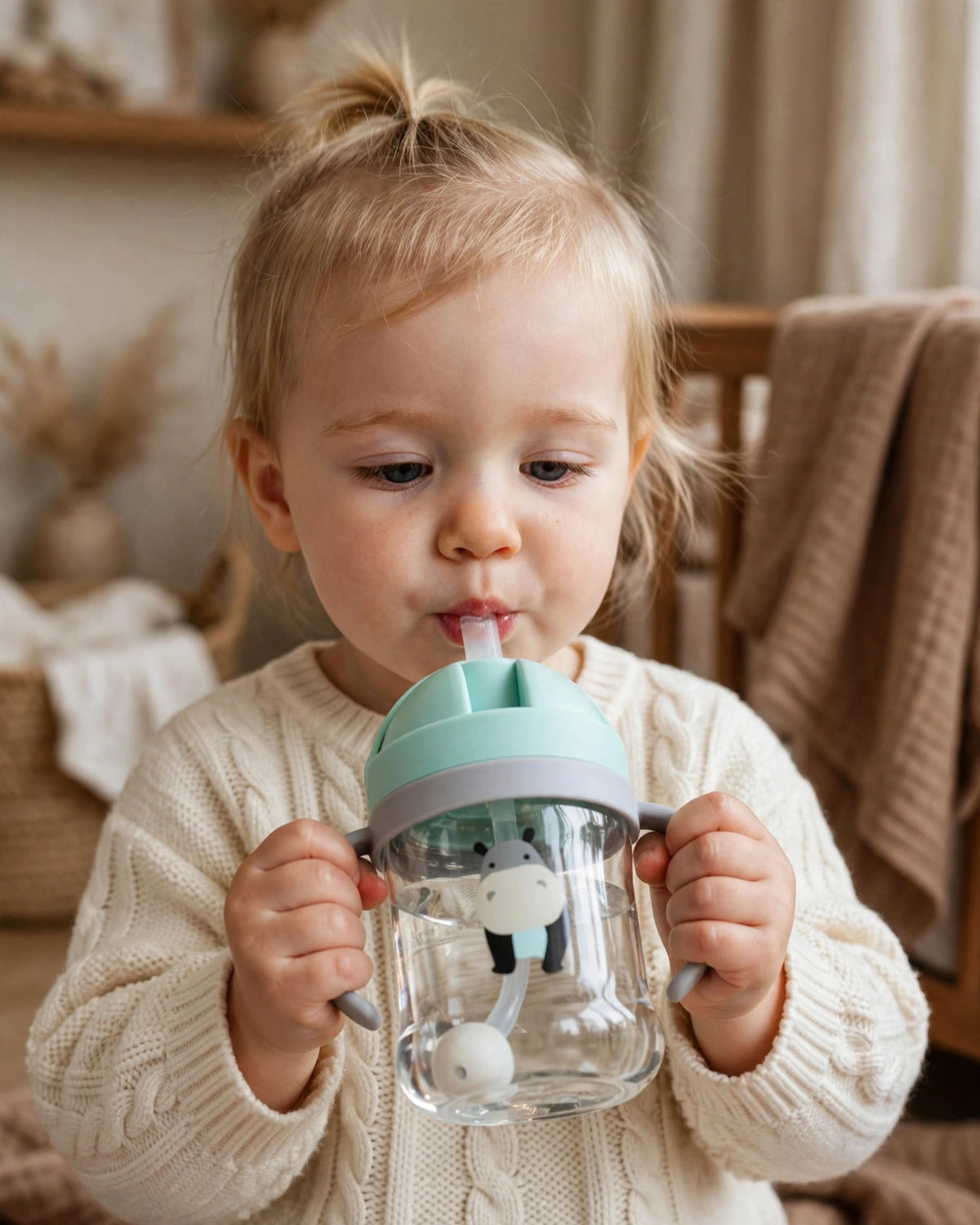 Kids Straw Water Bottle with Scale