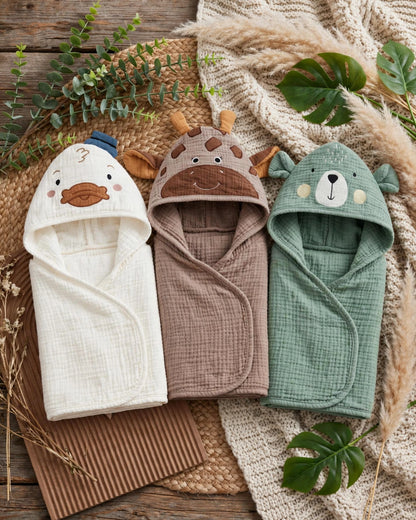 Baby Hooded Towel – Soft & Absorbent, 32"×32"