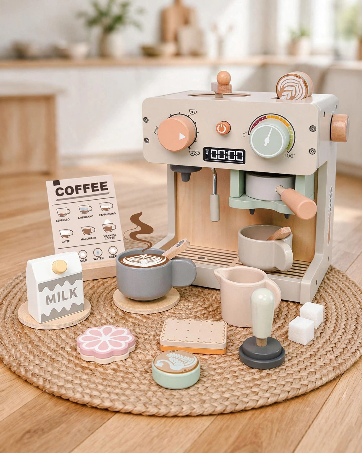 Wooden Coffee Maker Kitchen Toy Set | Kids' Role Play & Dress Up Game
