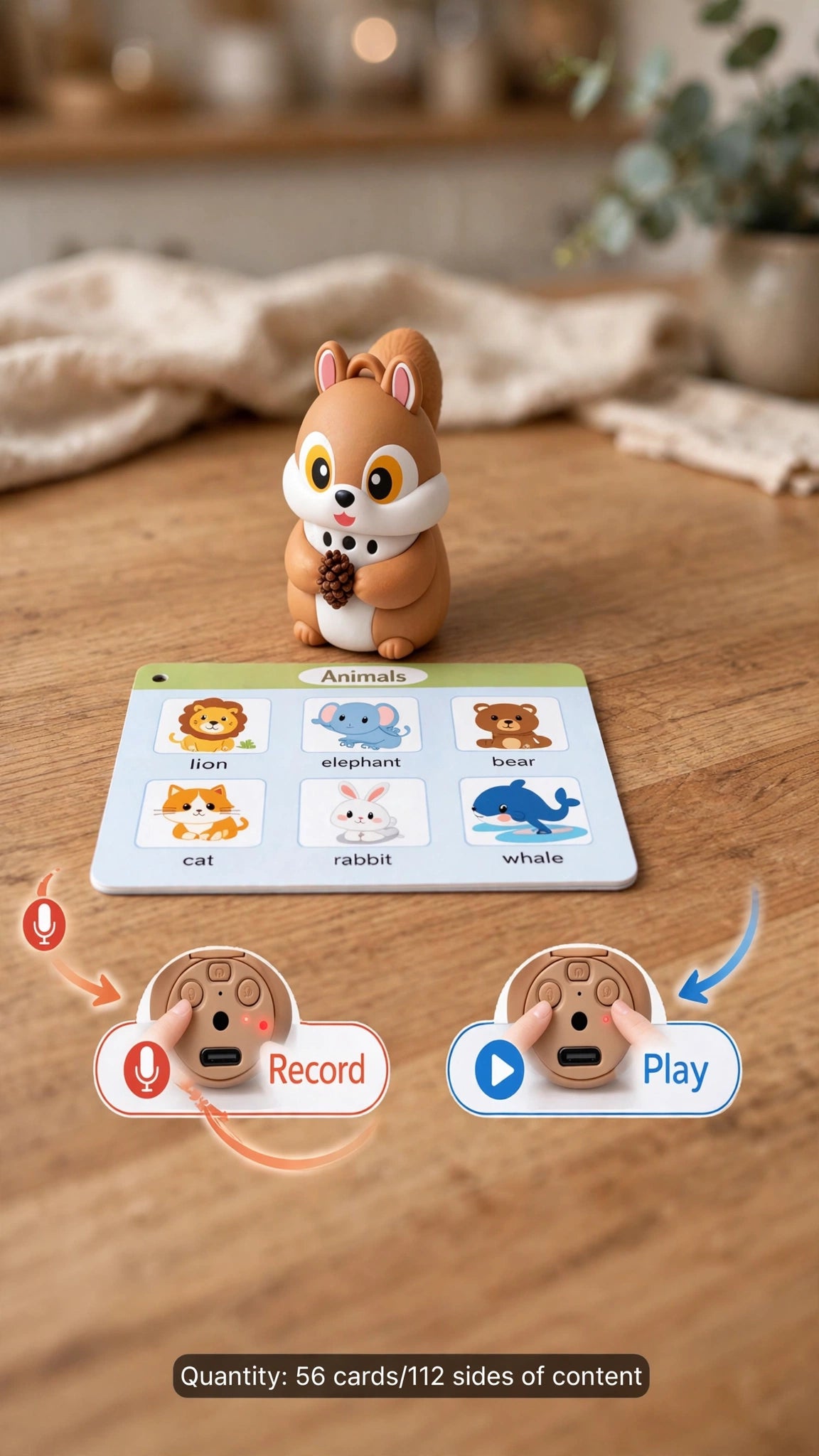 Squirrel Talking Flash Card Learning Kit – 55 Cards