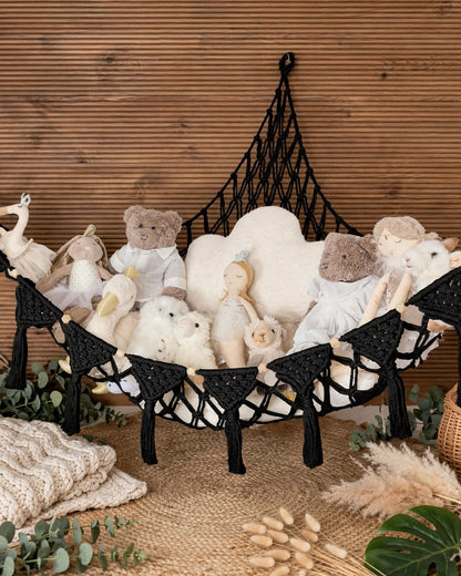 Knitted Corner Hammock Net Bag – Plush Toy Storage Swing
