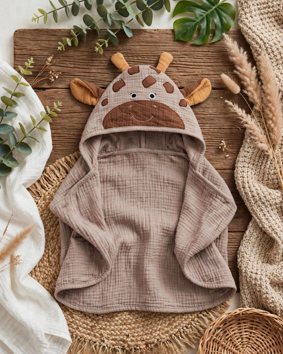 Baby Hooded Towel – Soft & Absorbent, 32"×32"