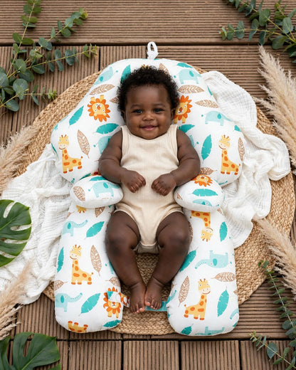 Baby Anti-Flat Head Pillow – Reversible 4-Season Cuddle Pillow, Leaf & Feather Design