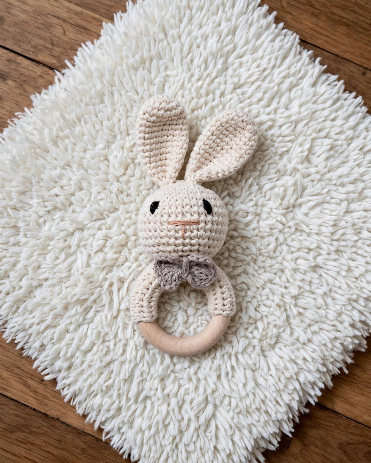Crochet Bunny Rattle – Handmade Nordic Style Baby Teething & Soothing Toy