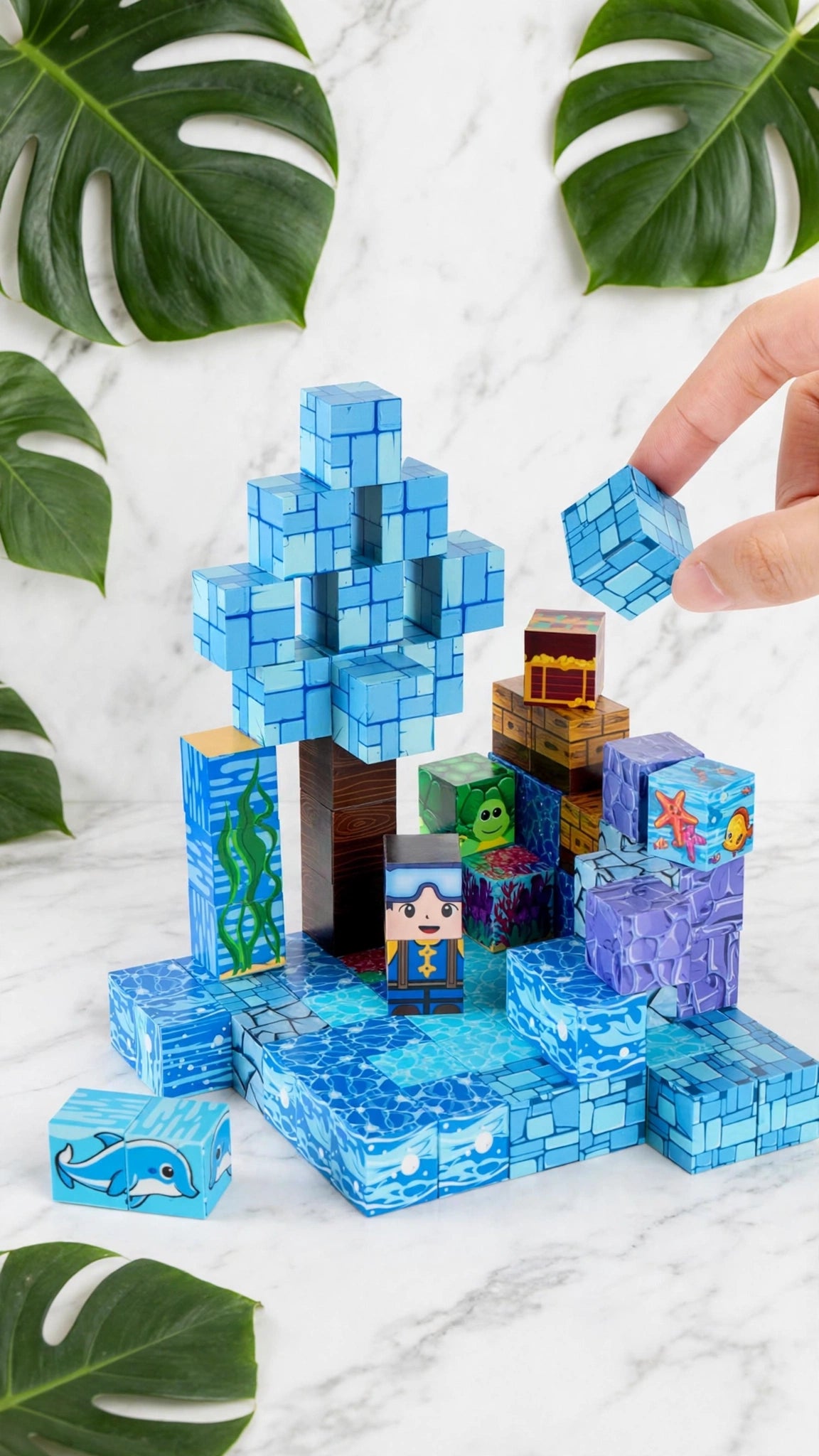 200-Piece Magnetic Ocean Building Cubes - Sea World Set