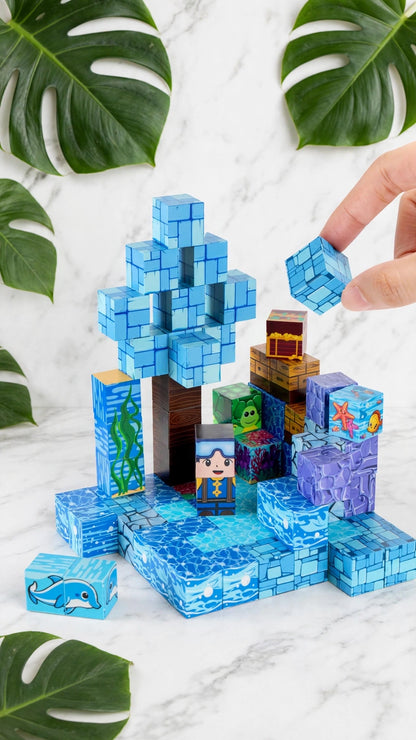 200-Piece Magnetic Ocean Building Cubes - Sea World Set