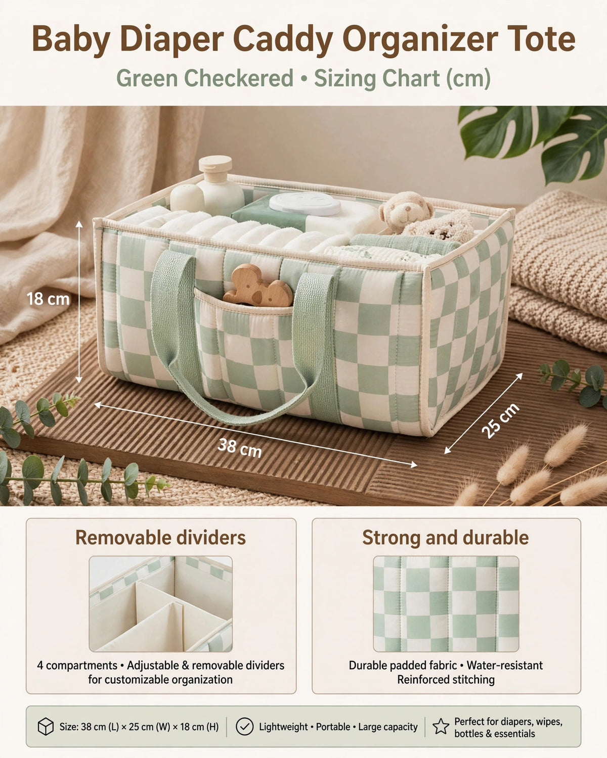 Floral Diaper Caddy Organizer – Stylish Nursery Storage Basket