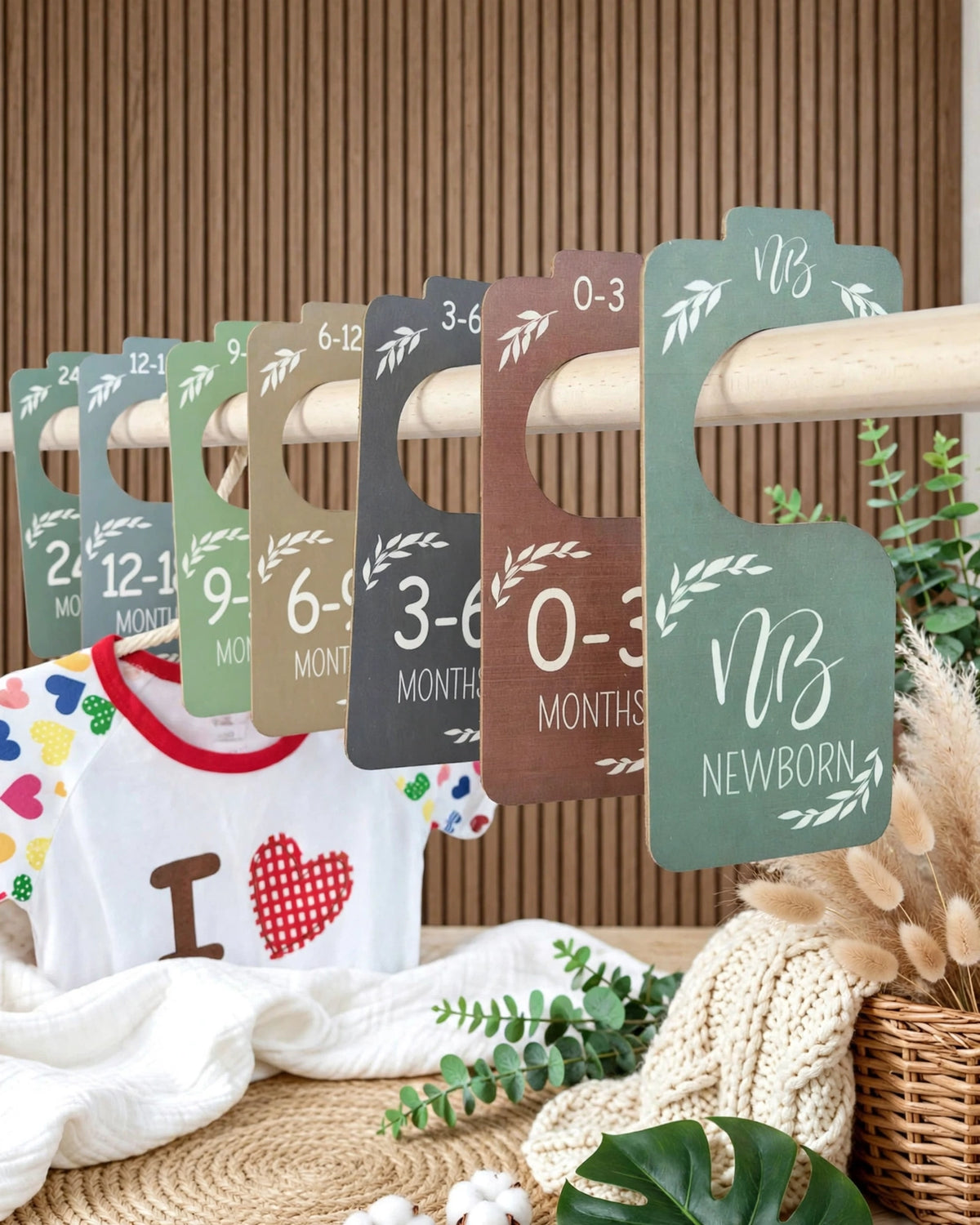 Wooden Baby Closet Dividers – Double-Sided Colorful Nursery Organizer