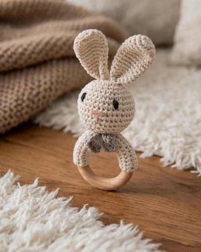Crochet Bunny Rattle – Handmade Nordic Style Baby Teething & Soothing Toy