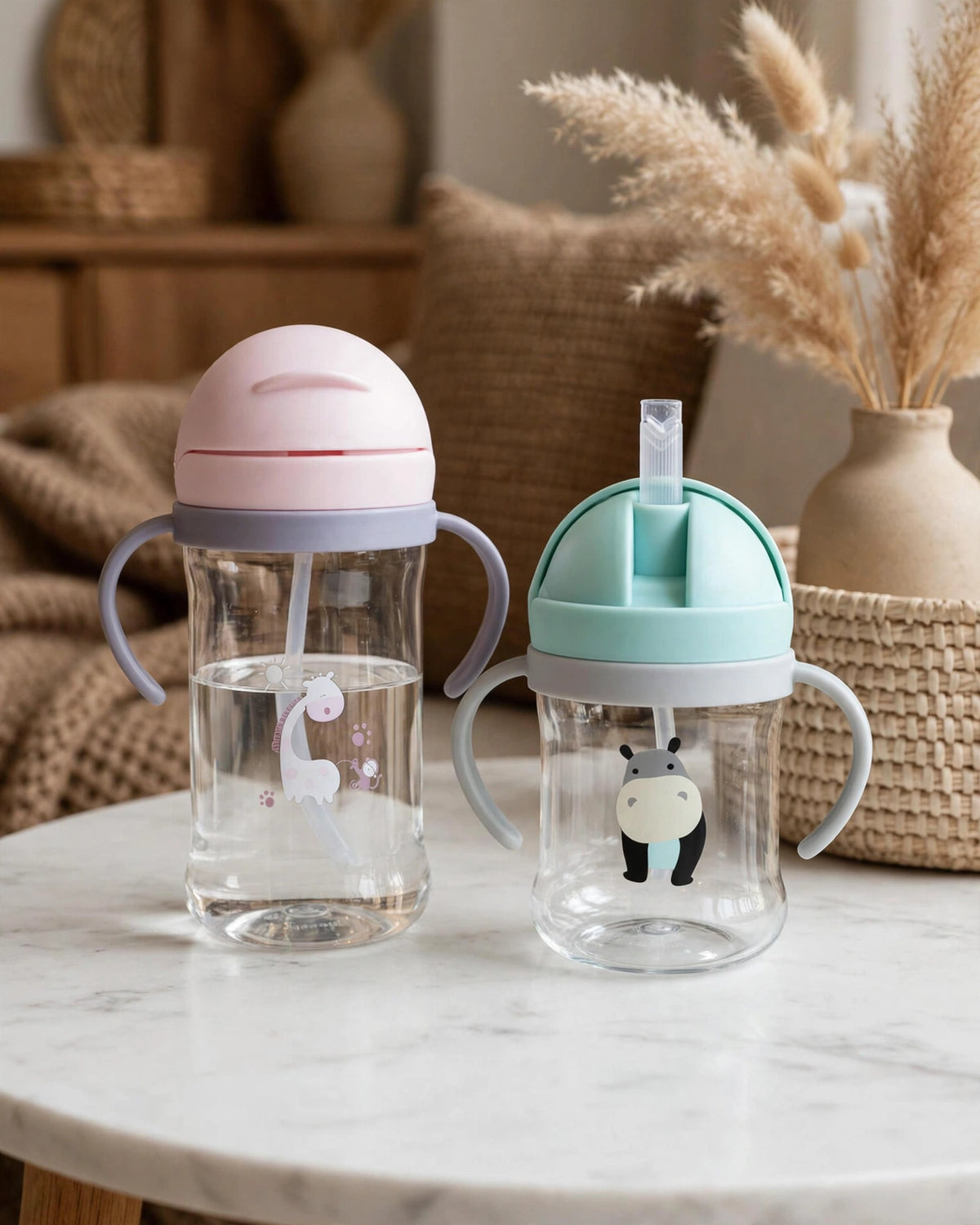 Kids Straw Water Bottle with Scale