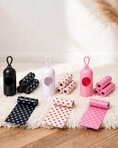 Baby Diaper Waste Bags with Storage Box – Heart Pattern (45pcs/3 Rolls)