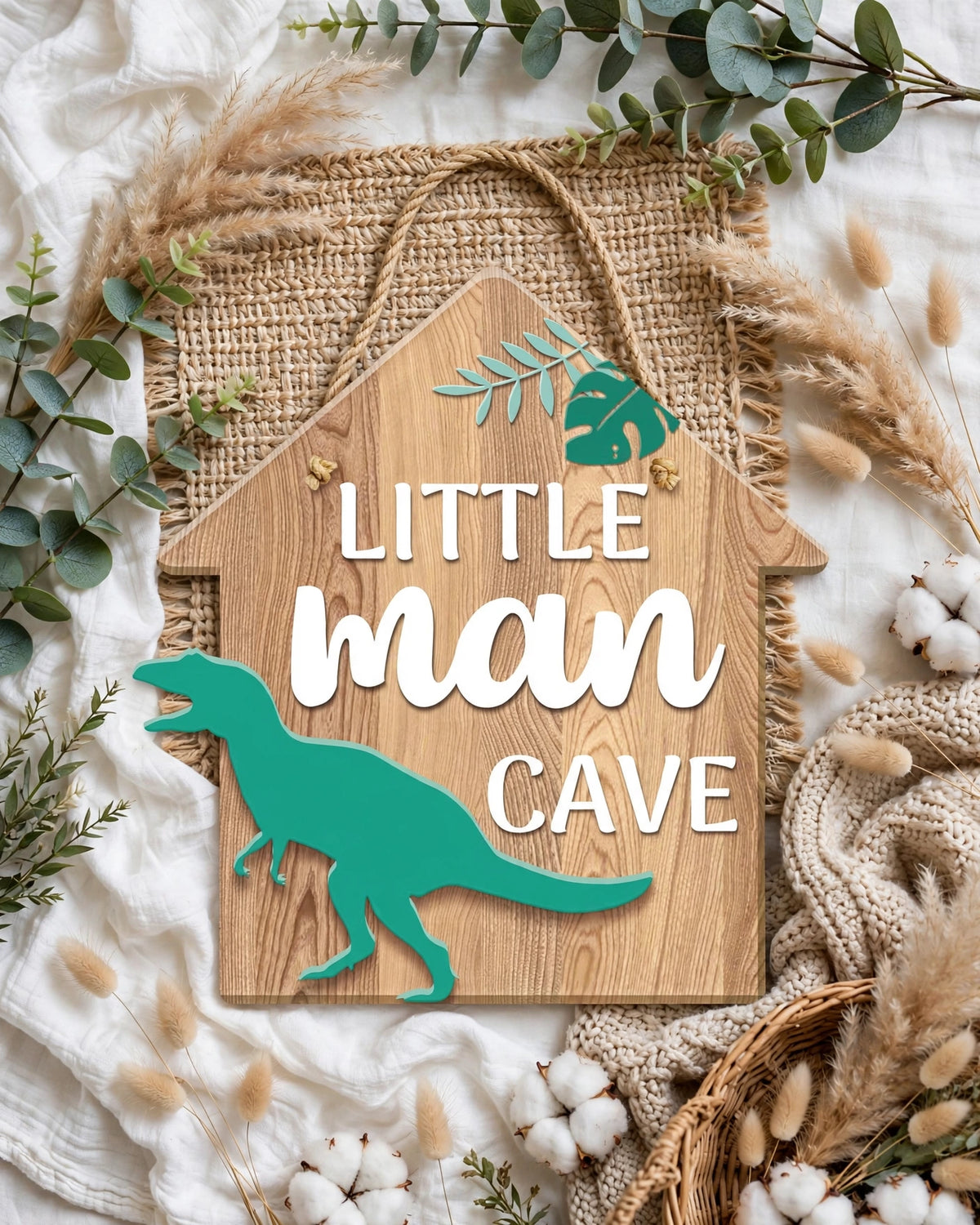 Dinosaur Hanging Sign – Boys Room Decorative Plaque & Nursery Decor
