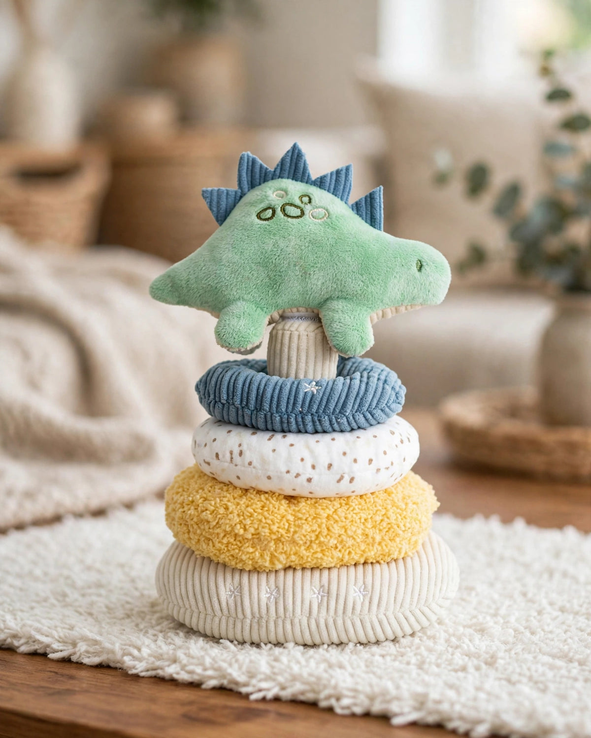 Baby Plush Stacking Toy Set – Stuffed Animals & Colourful Rings