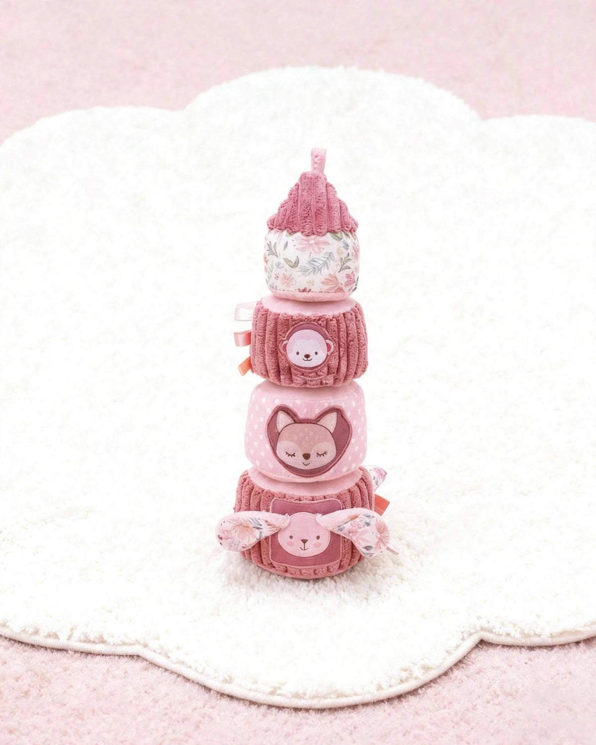 Plush Stacking Tumbler Doll – Pink Interactive Stacking Tower Travel Comfort Toy