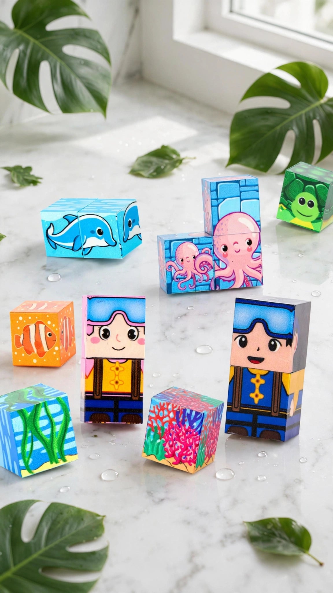 200-Piece Magnetic Ocean Building Cubes - Sea World Set