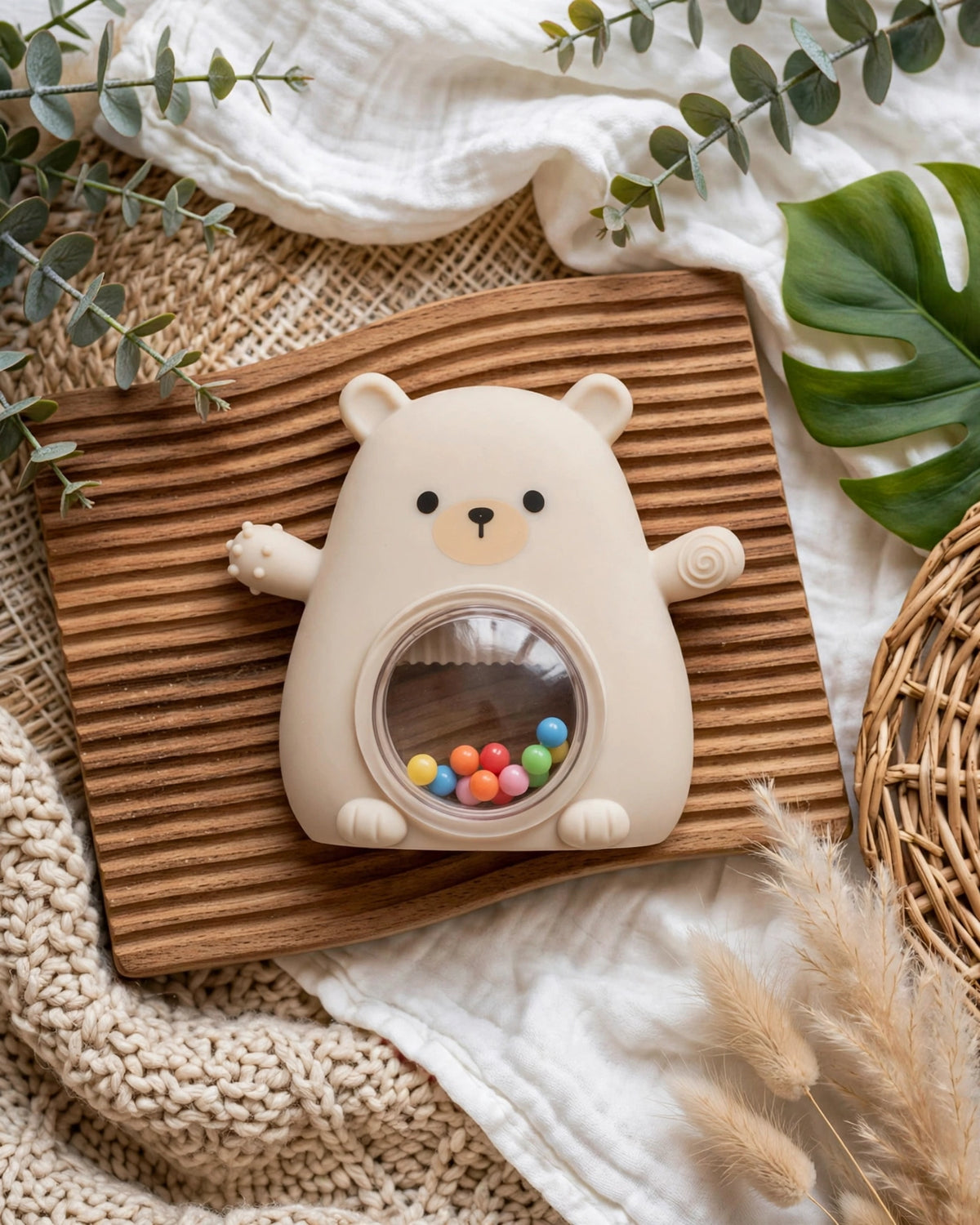 Bear Silicone Teether Glove & Wrist Teether for Babies