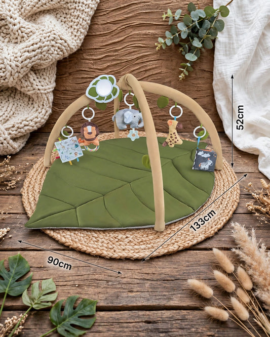 Thick Foldable Baby Play Mat – Green Leaf Forest Pattern