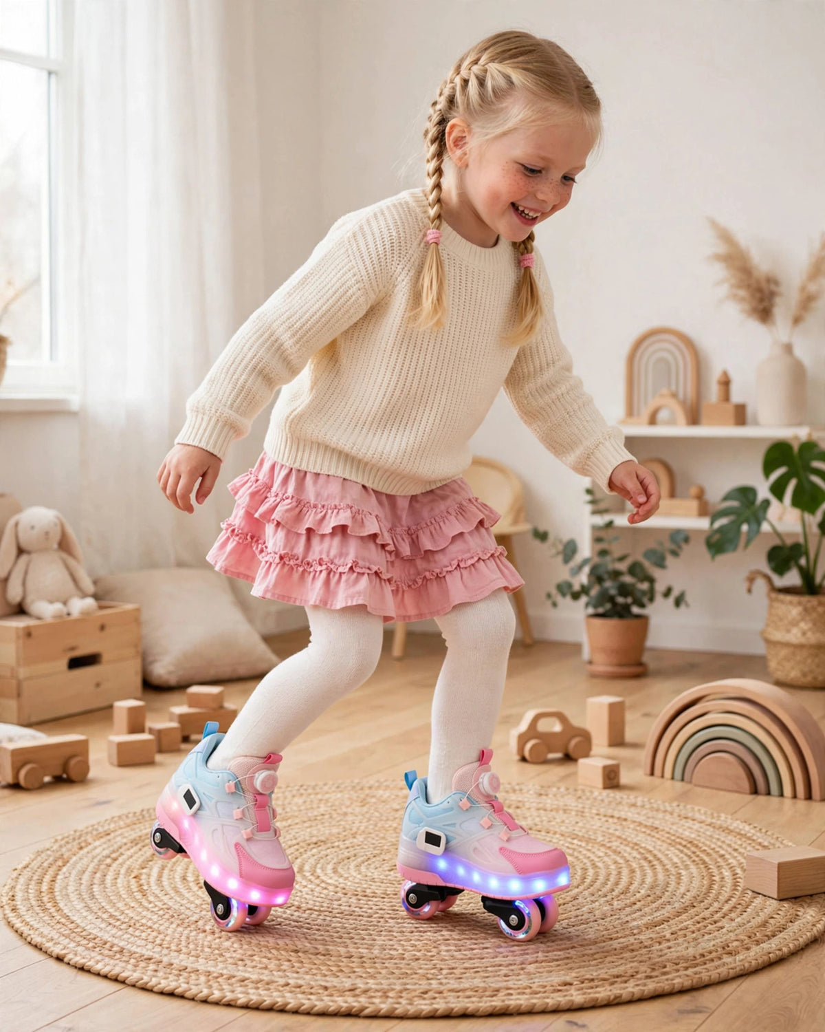 LED 7-Color Light-Up Mesh Sneakers for Kids
