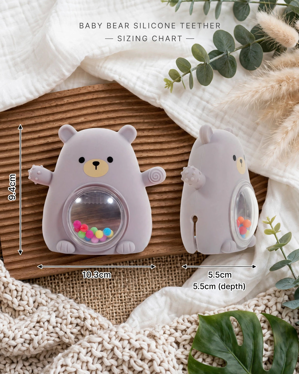 Bear Silicone Teether Glove & Wrist Teether for Babies