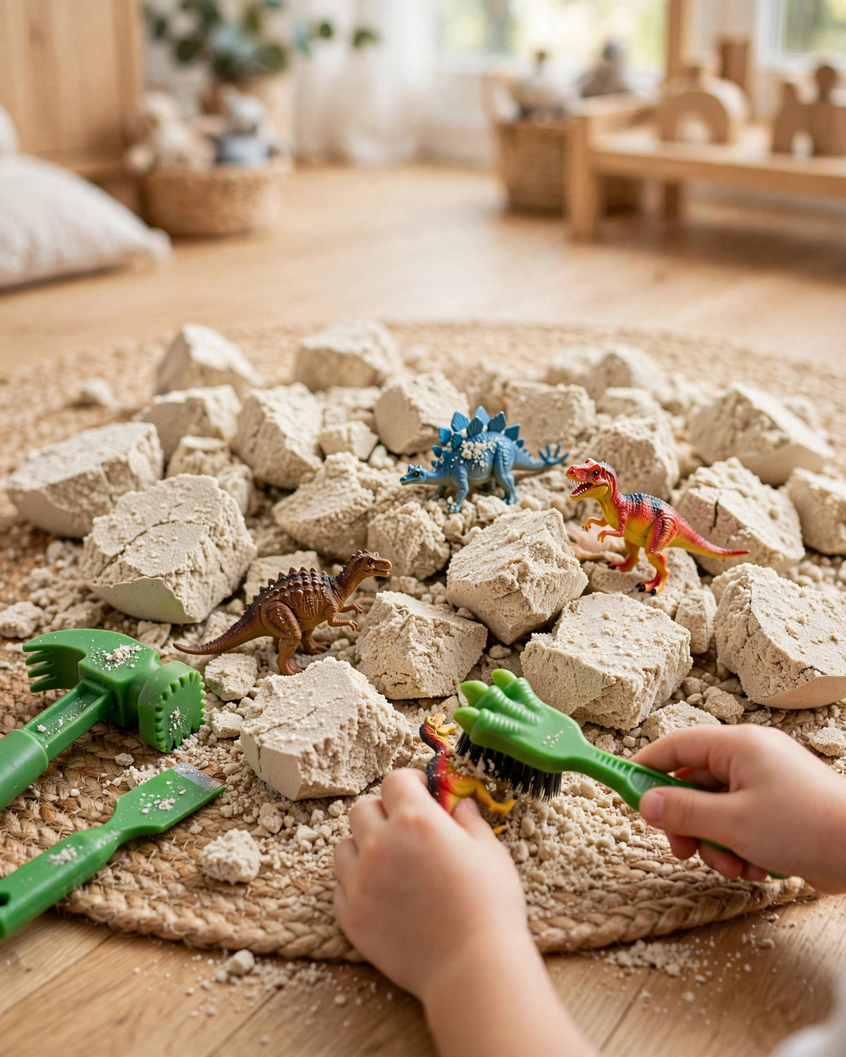 Dinosaur Fossil Dig Kit | Egg Excavation & Soft Rubber Dino Model | Kids' Toy