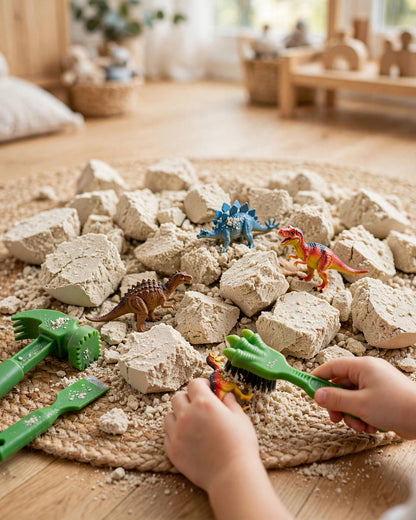 Dinosaur Fossil Dig Kit | Egg Excavation & Soft Rubber Dino Model | Kids' Toy