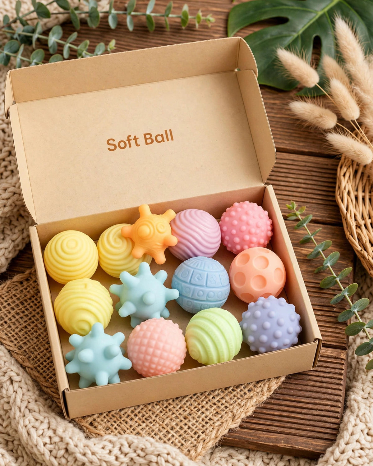 Baby Sensory Ball Set – 6pcs Teething & Montessori Play Balls