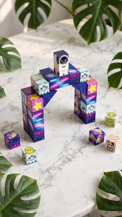 150-Piece Magnetic Building Cubes - Space Galaxy Set