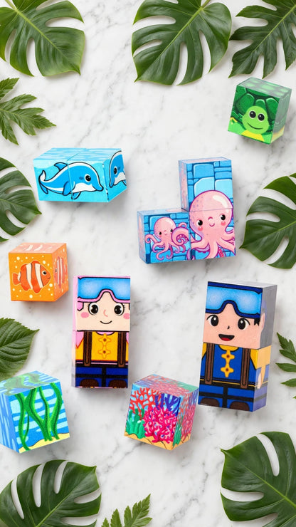 200-Piece Magnetic Ocean Building Cubes - Sea World Set