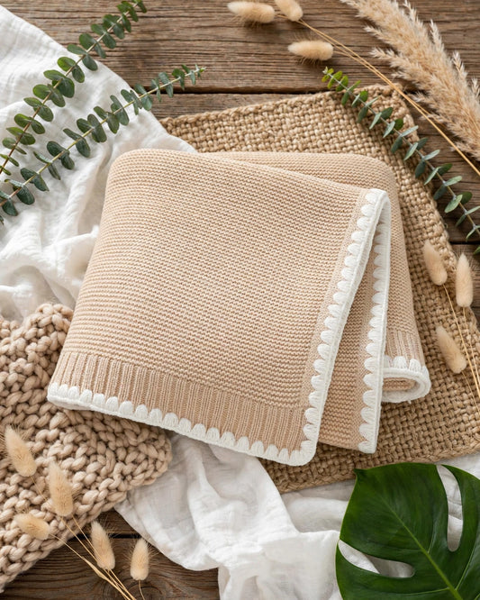 Infant Knitted Swaddle Blanket – Minimalist Edging, All-Season